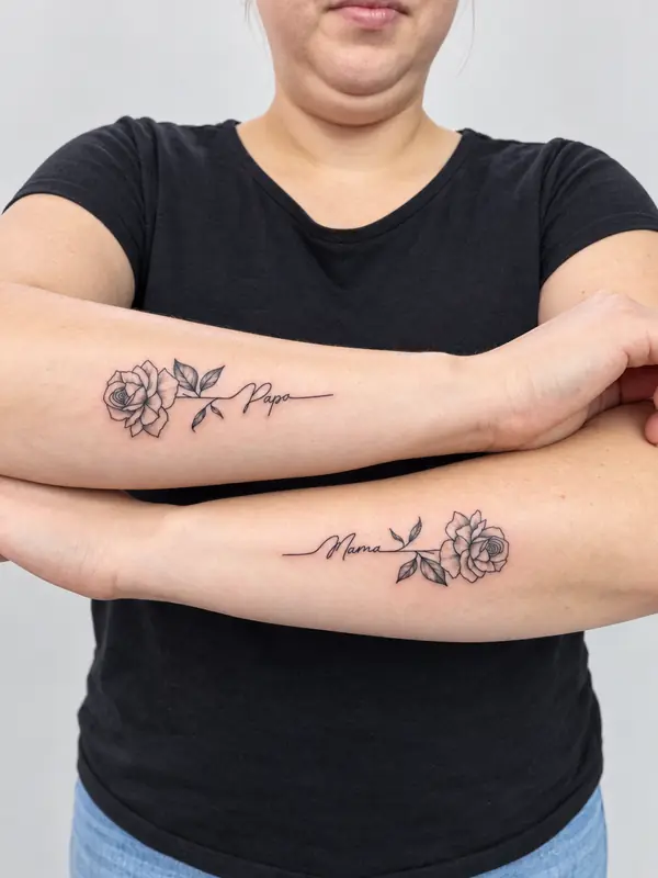 Rosen für Mama & Papa, Unterarme. Tätowiert bei Tattoo Overkill in Gifhorn