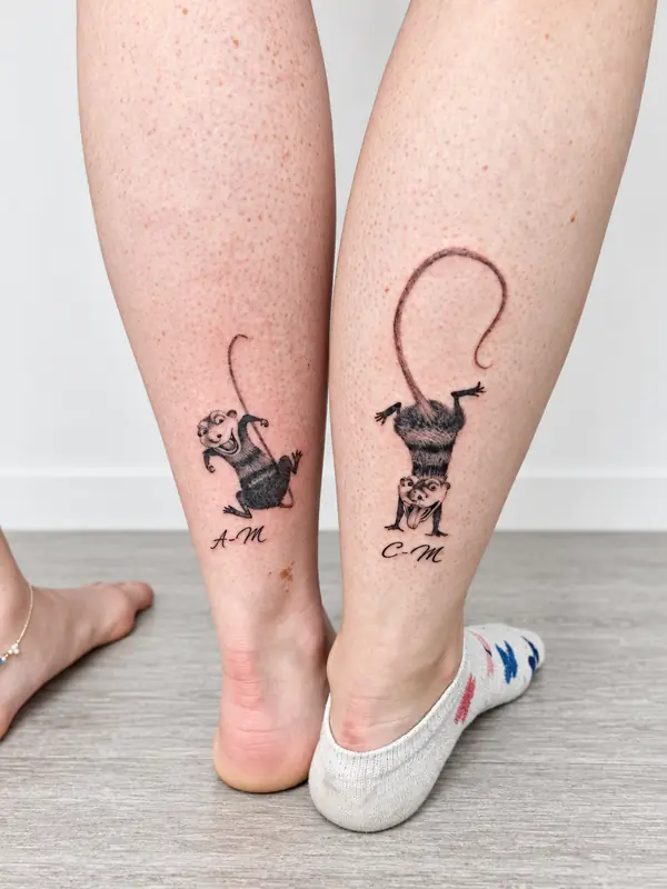 Motiv mit Initialen, Waden. Tätowiert bei Tattoo Overkill in Gifhorn